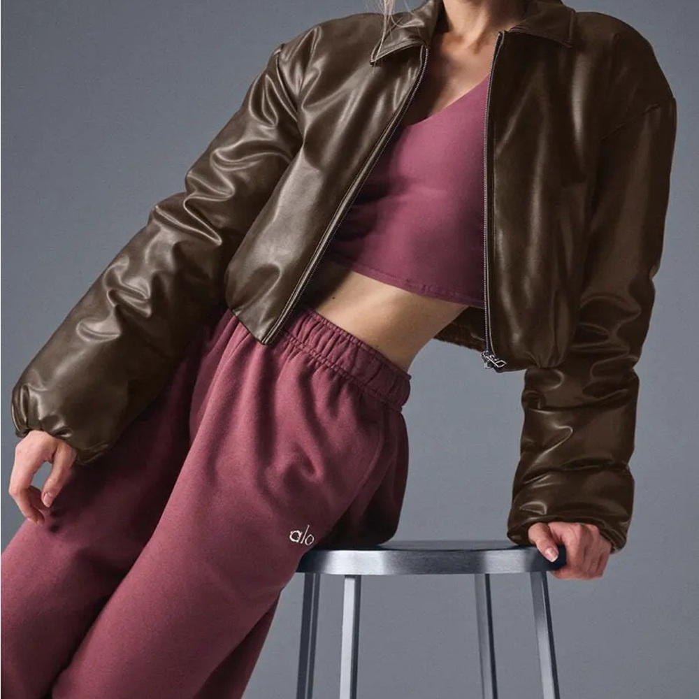 ALO Yoga Dark Brown Leather Jacket